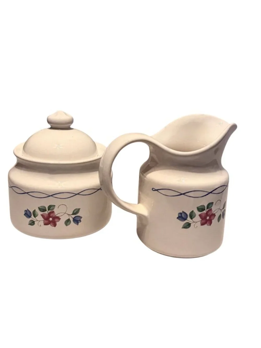 Pfaltzgraff Bonnie Brae Creamer & Sugar Bowl Set Design USA